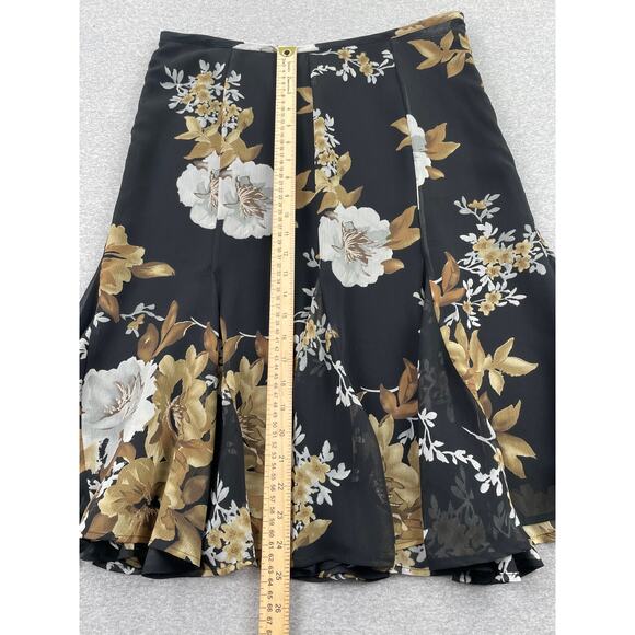 Y2K Vintage Apt. 9 Floral Skirt Womens M Black Gold Flared Ruffle Fairy Grunge - Picture 5 of 11